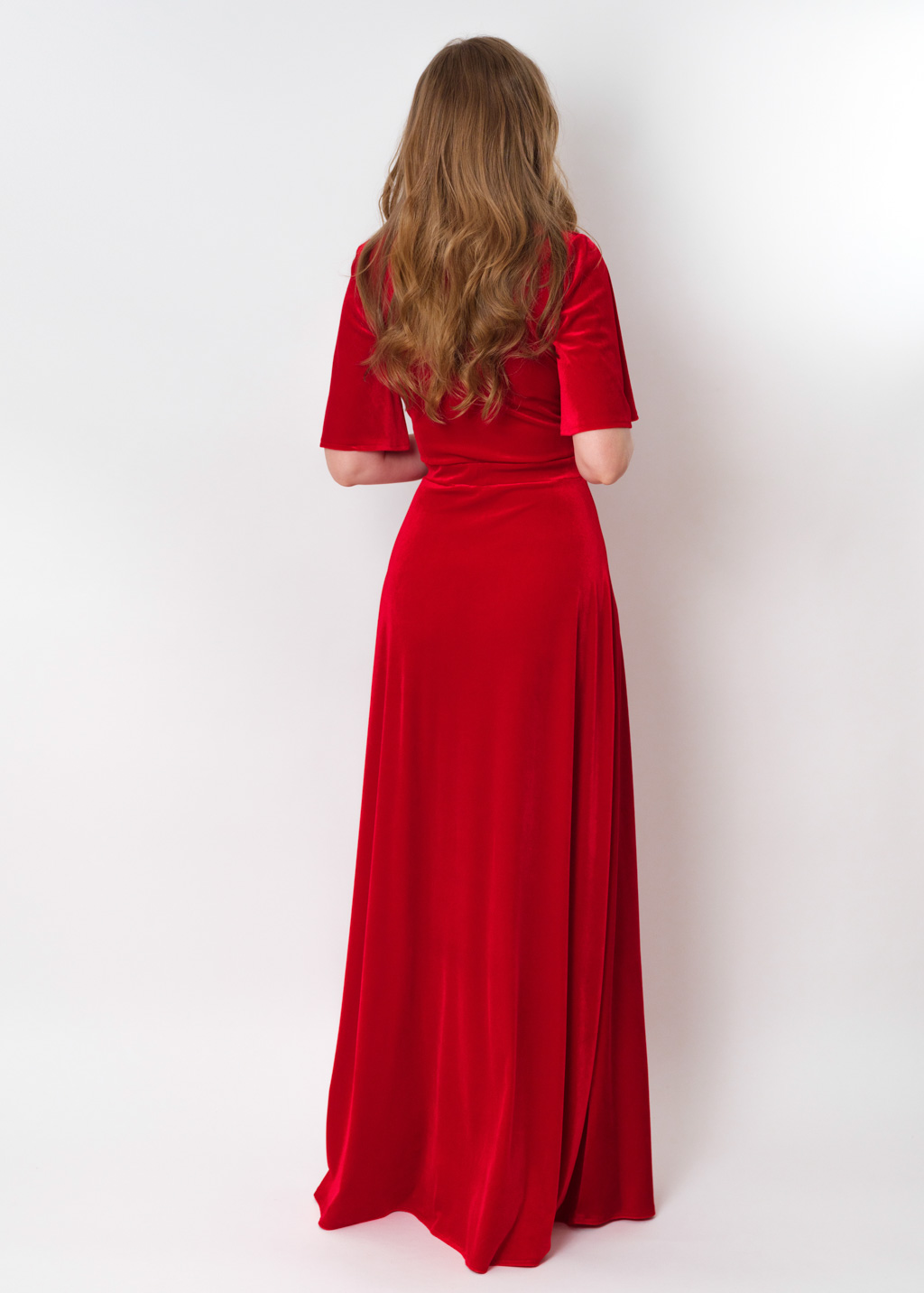 Red velvet long dress