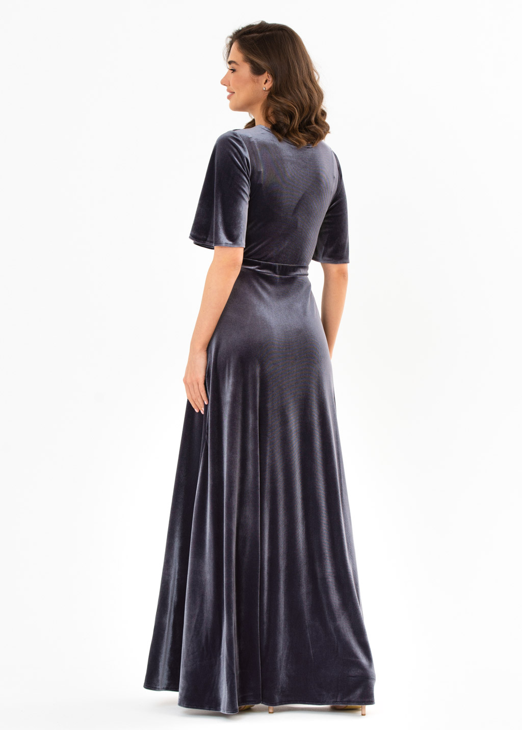 Charcoal velvet long dress