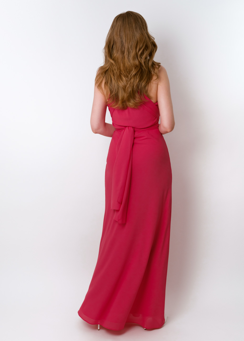 Coral pink chiffon infinity long dress