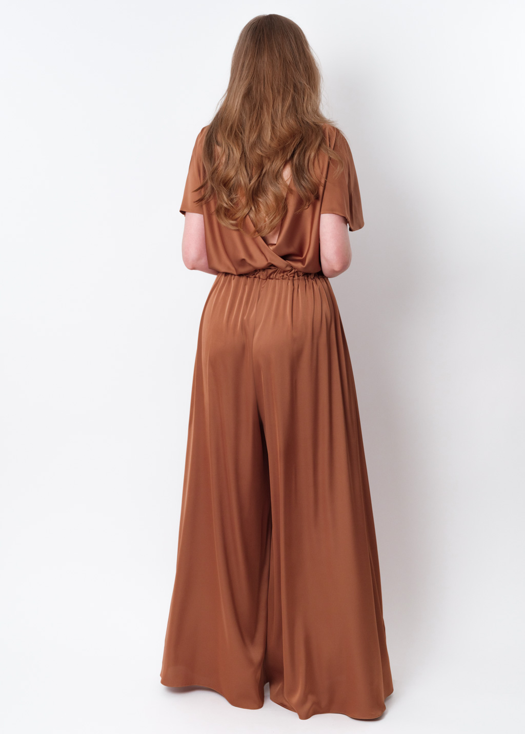 Copper gold silk jumpsuit