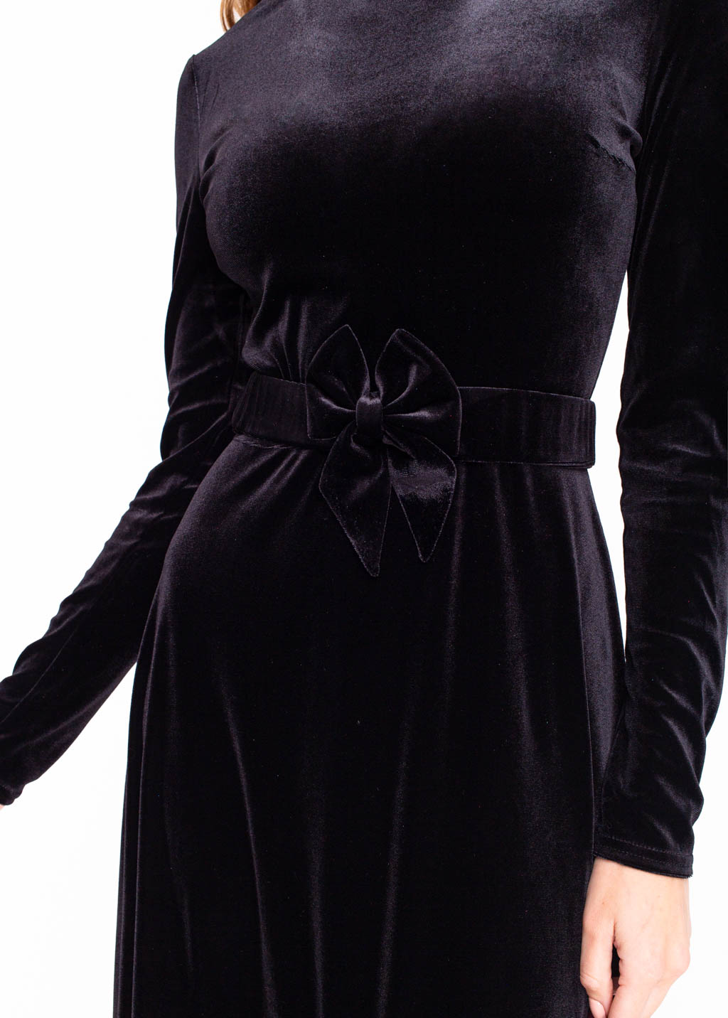 Black velvet dress with belt