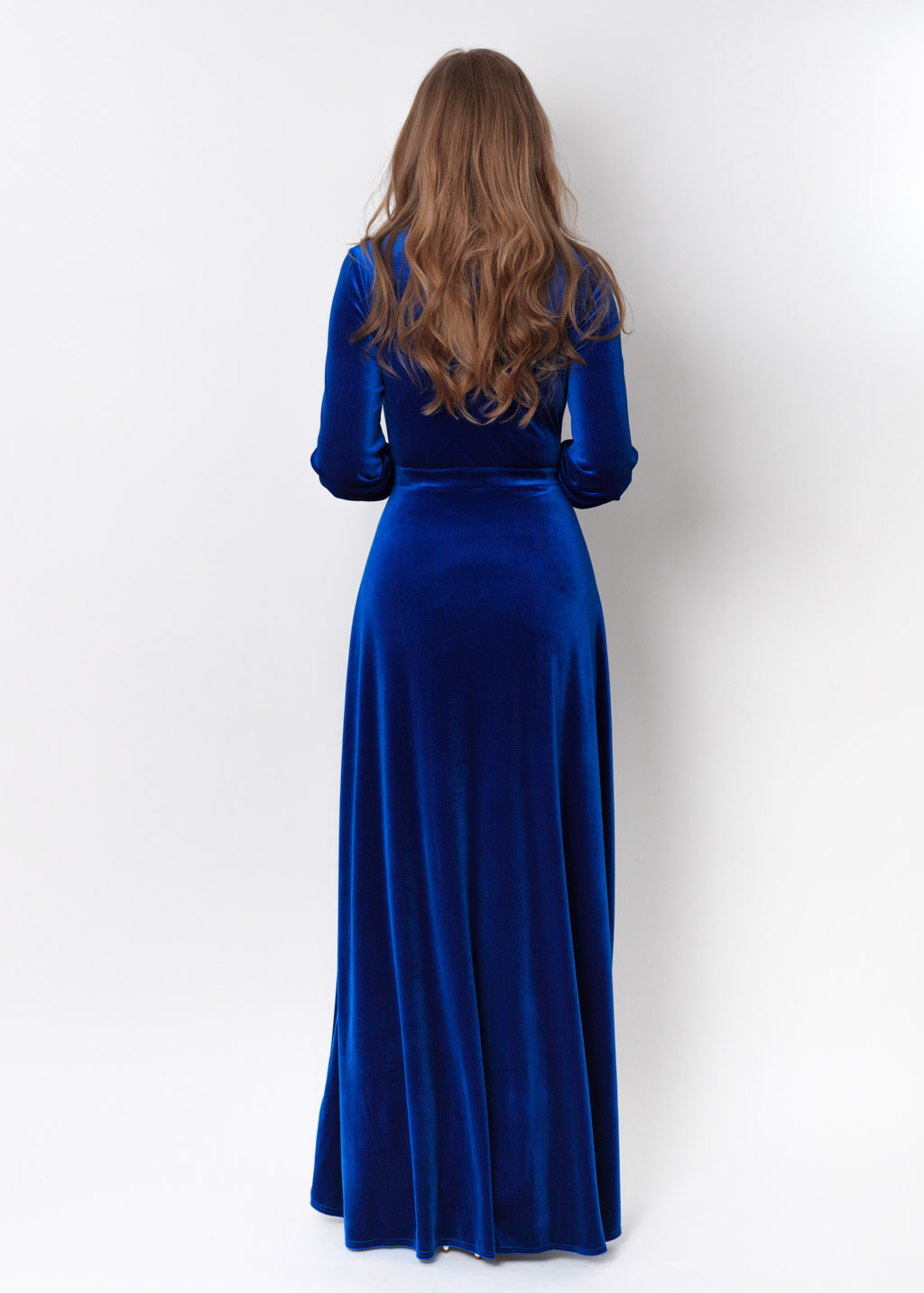 Royal blue velvet long dress