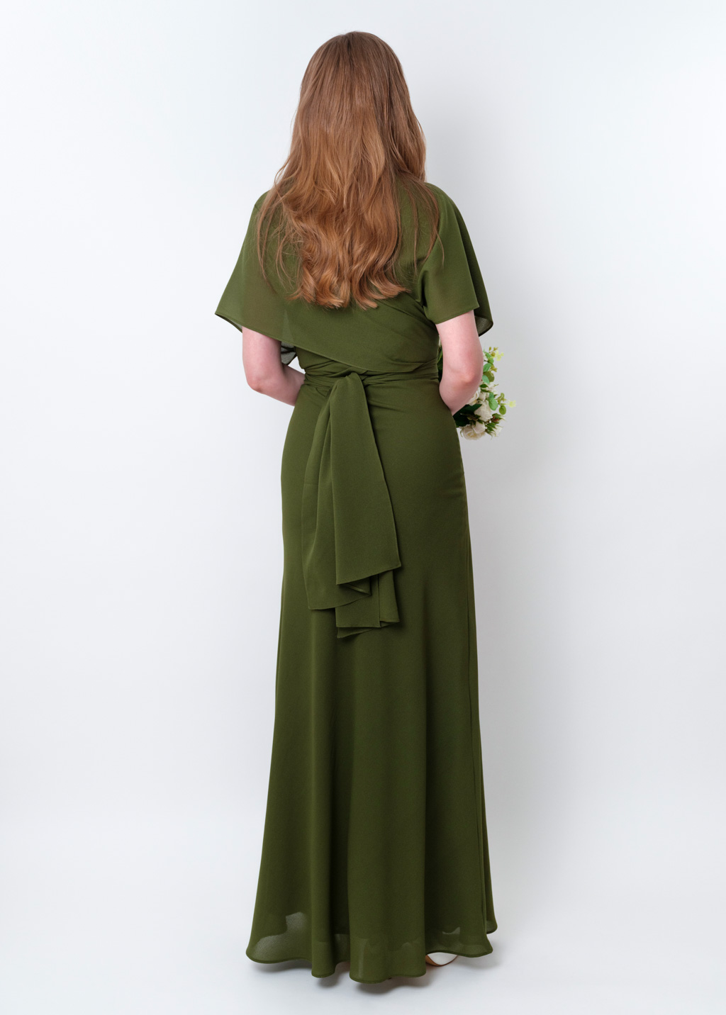 Olive green chiffon infinity long dress