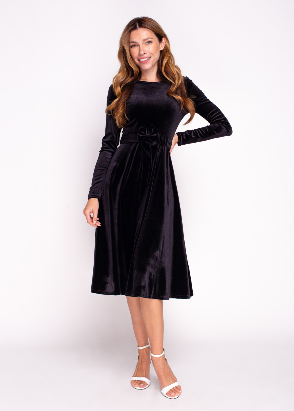 Black velvet dress with belt