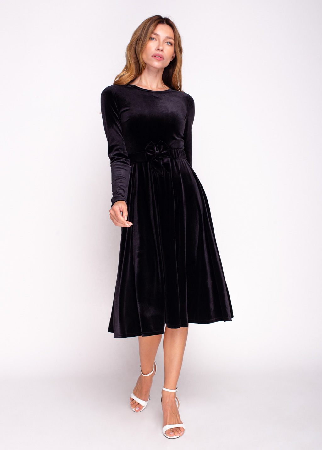 Black velvet dress with belt