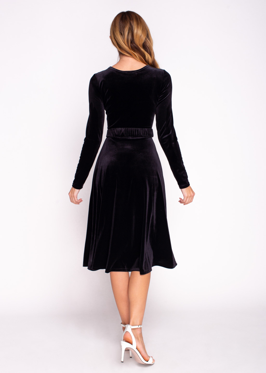 Black velvet dress with belt