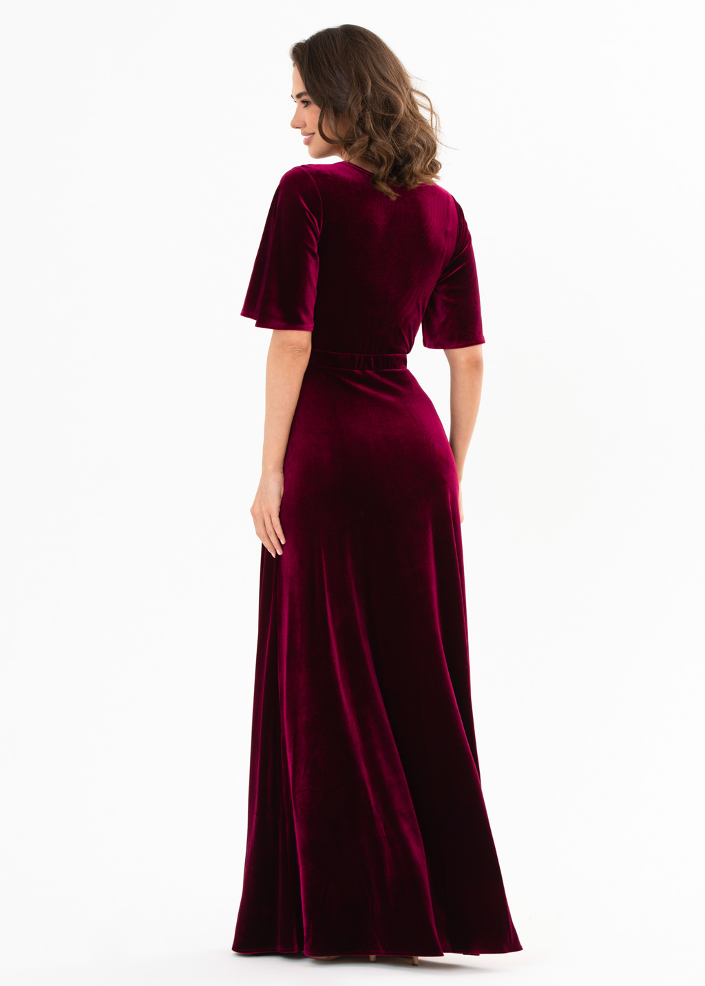 Plum burgundy velvet long dress