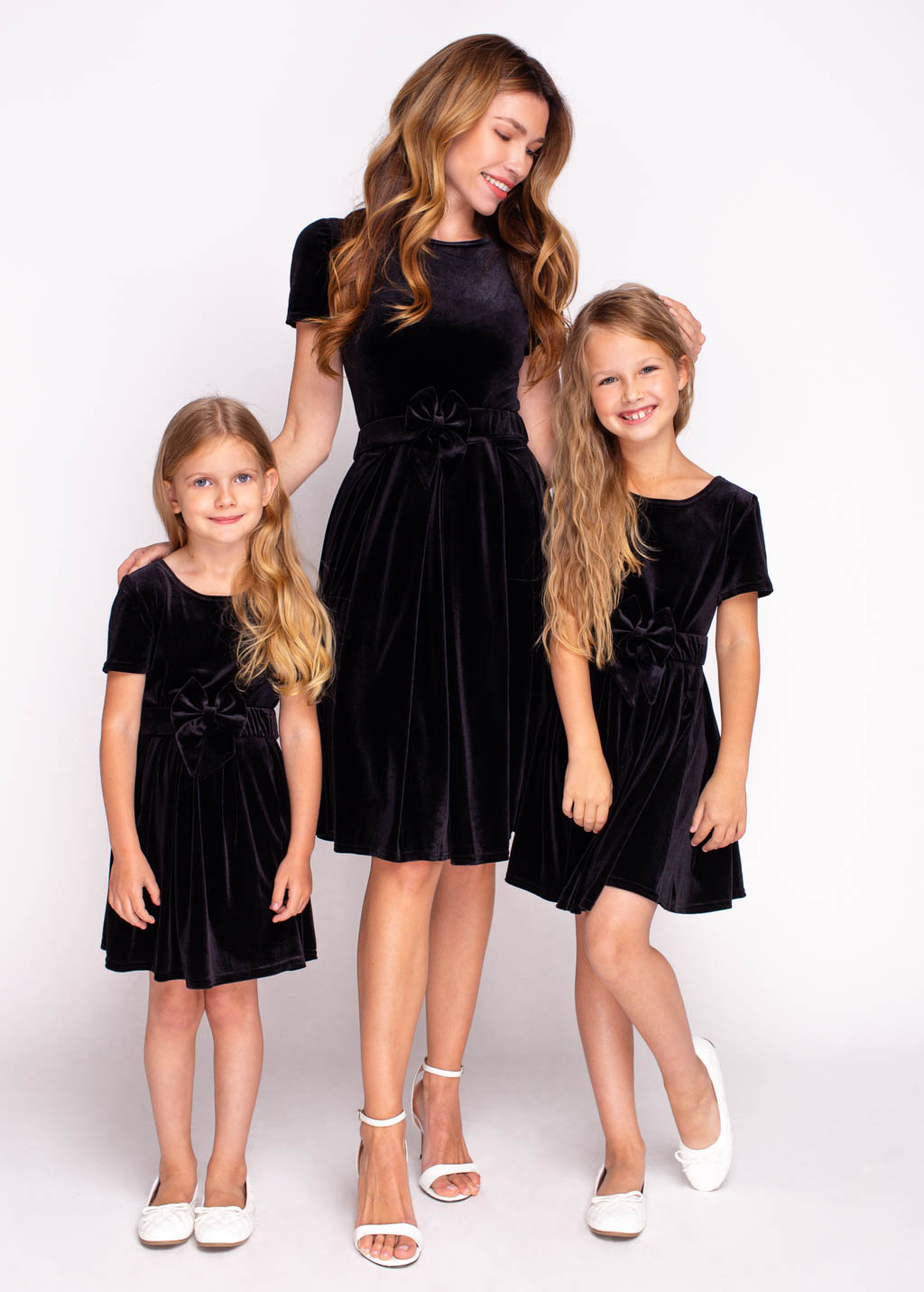 Mommy and me black velvet dresses