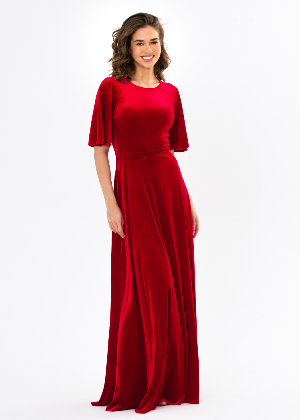 Red velvet long dress