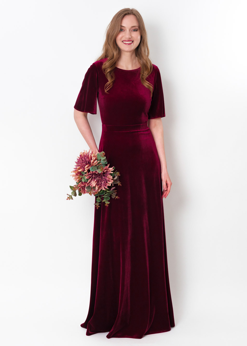 Plum burgundy velvet long dress