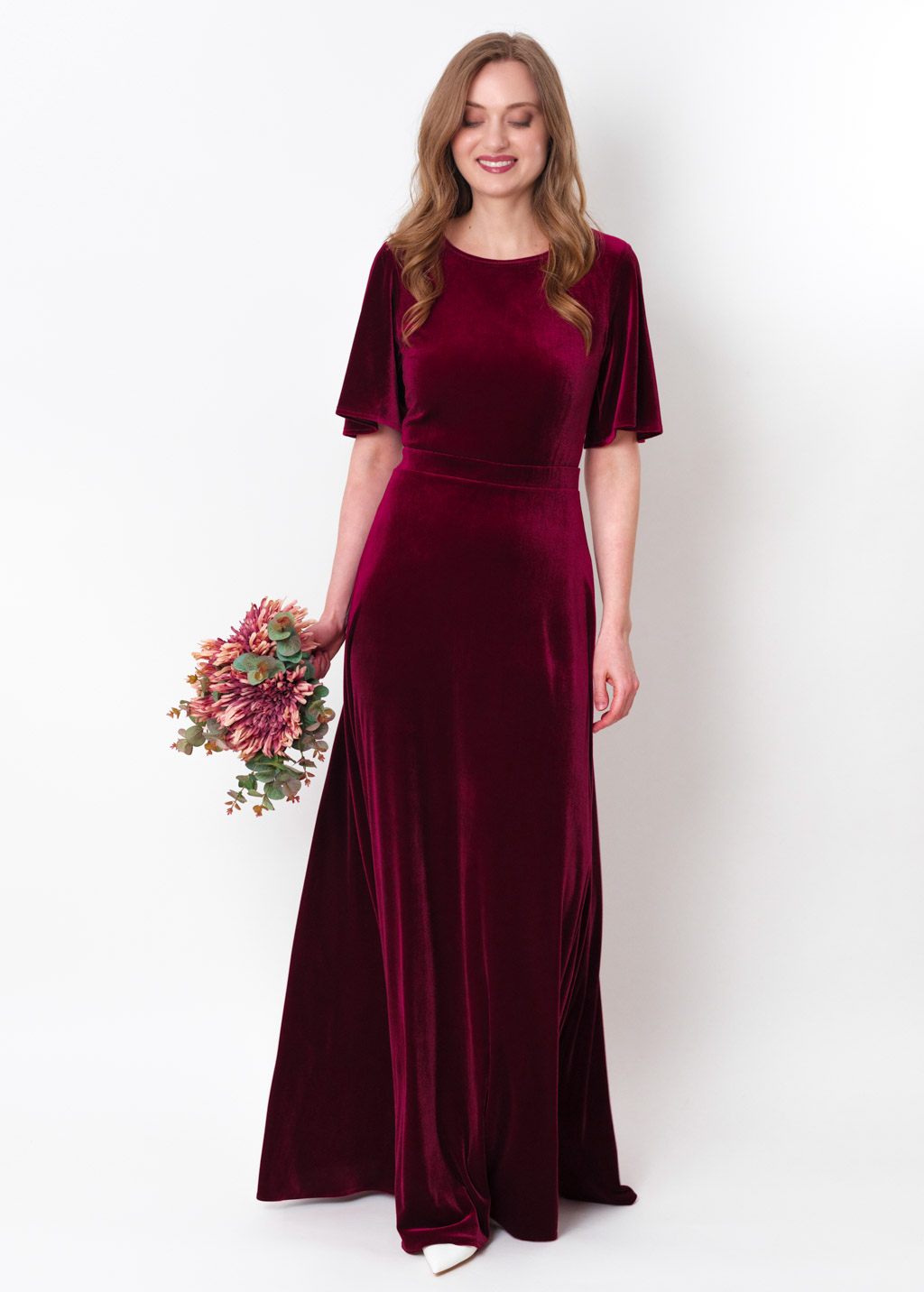 Plum burgundy velvet long dress