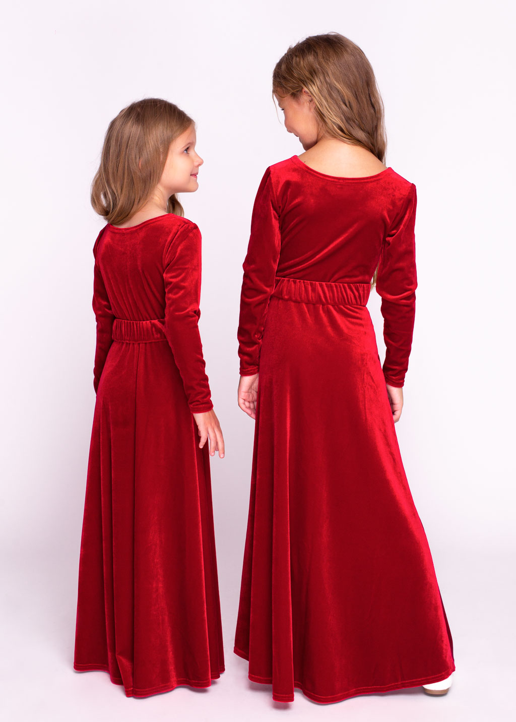 Red girl velvet long dress