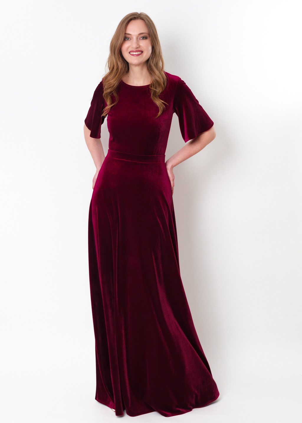 Plum burgundy velvet long dress