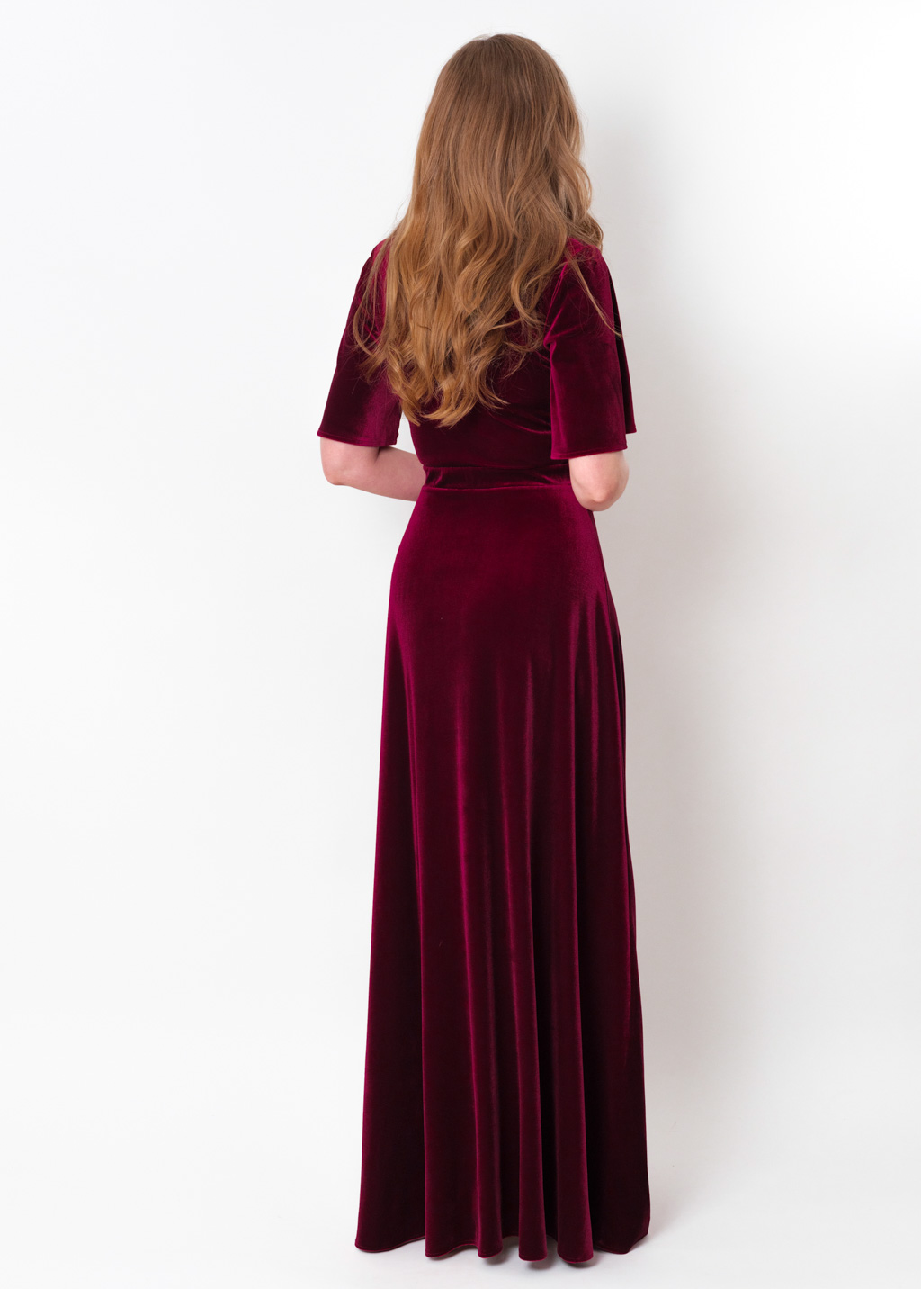 Plum burgundy velvet long dress