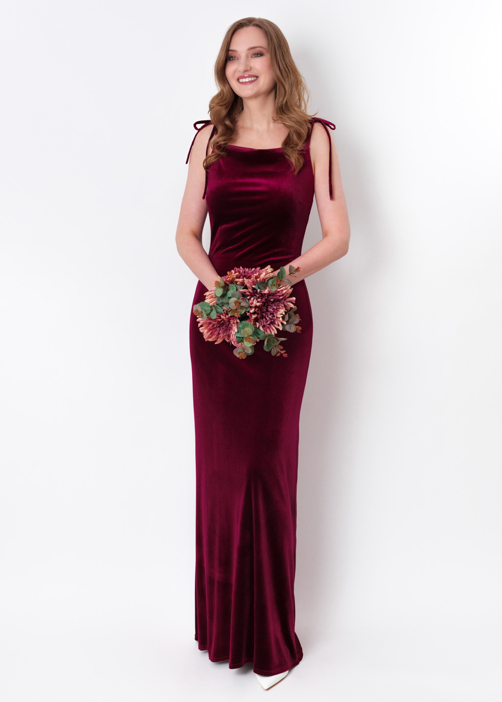 Plum burgundy slip velvet bodycon long dress