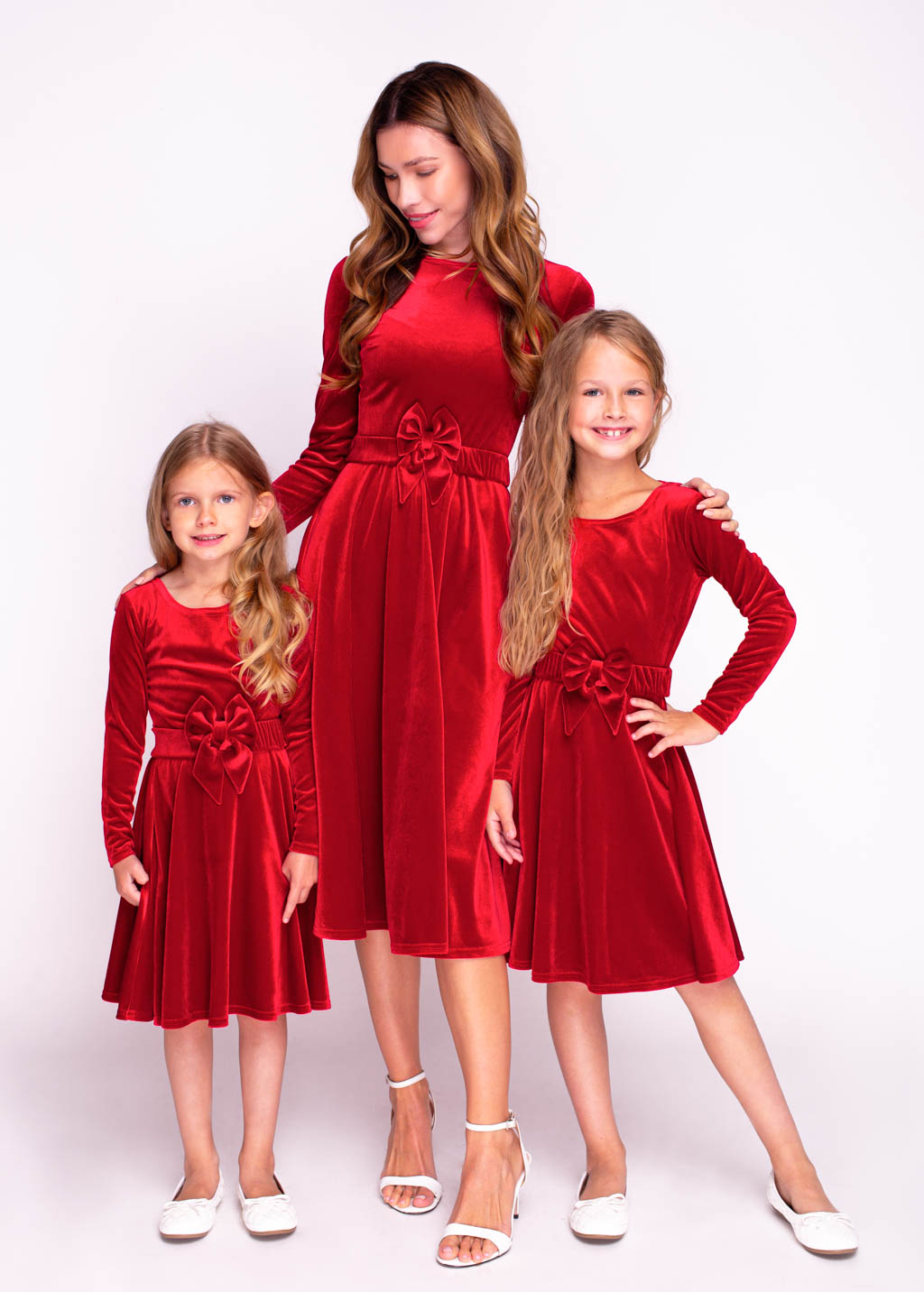 Mommy and me red velvet dresses