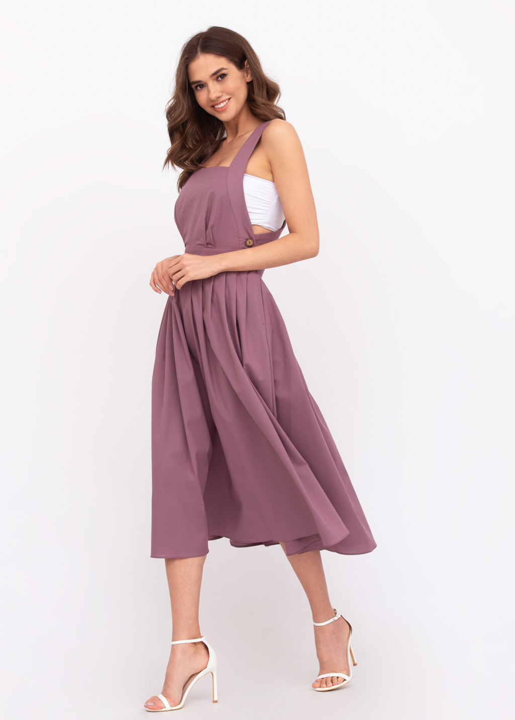 Mauve organic cotton cross-back dress