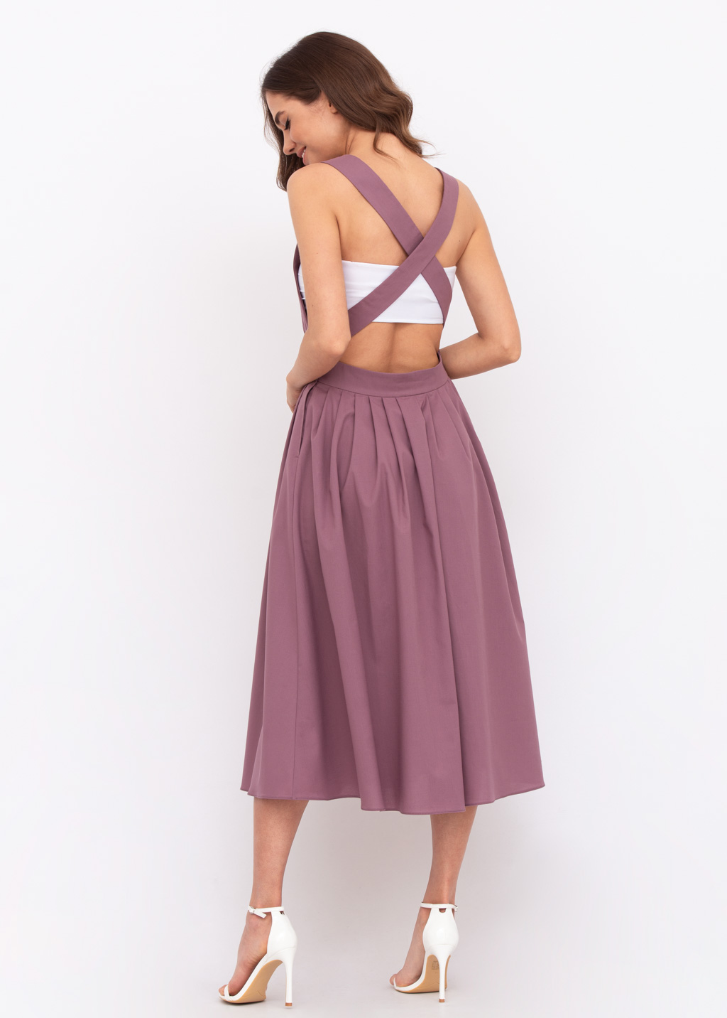 Mauve organic cotton cross-back dress
