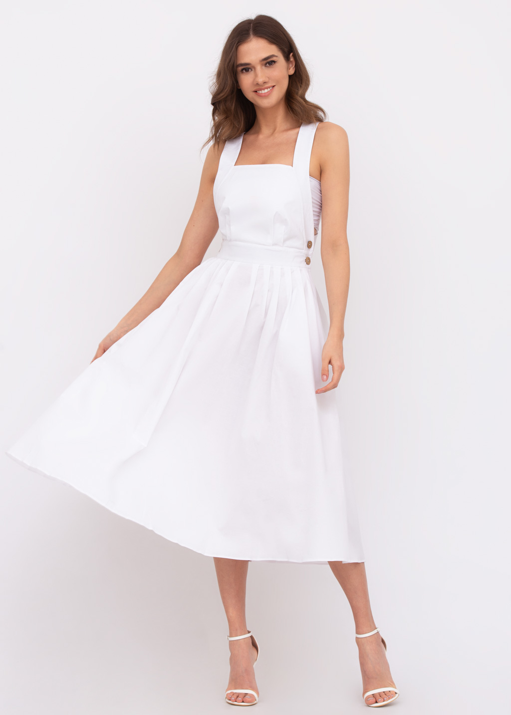 White organic cotton cross-back dress
