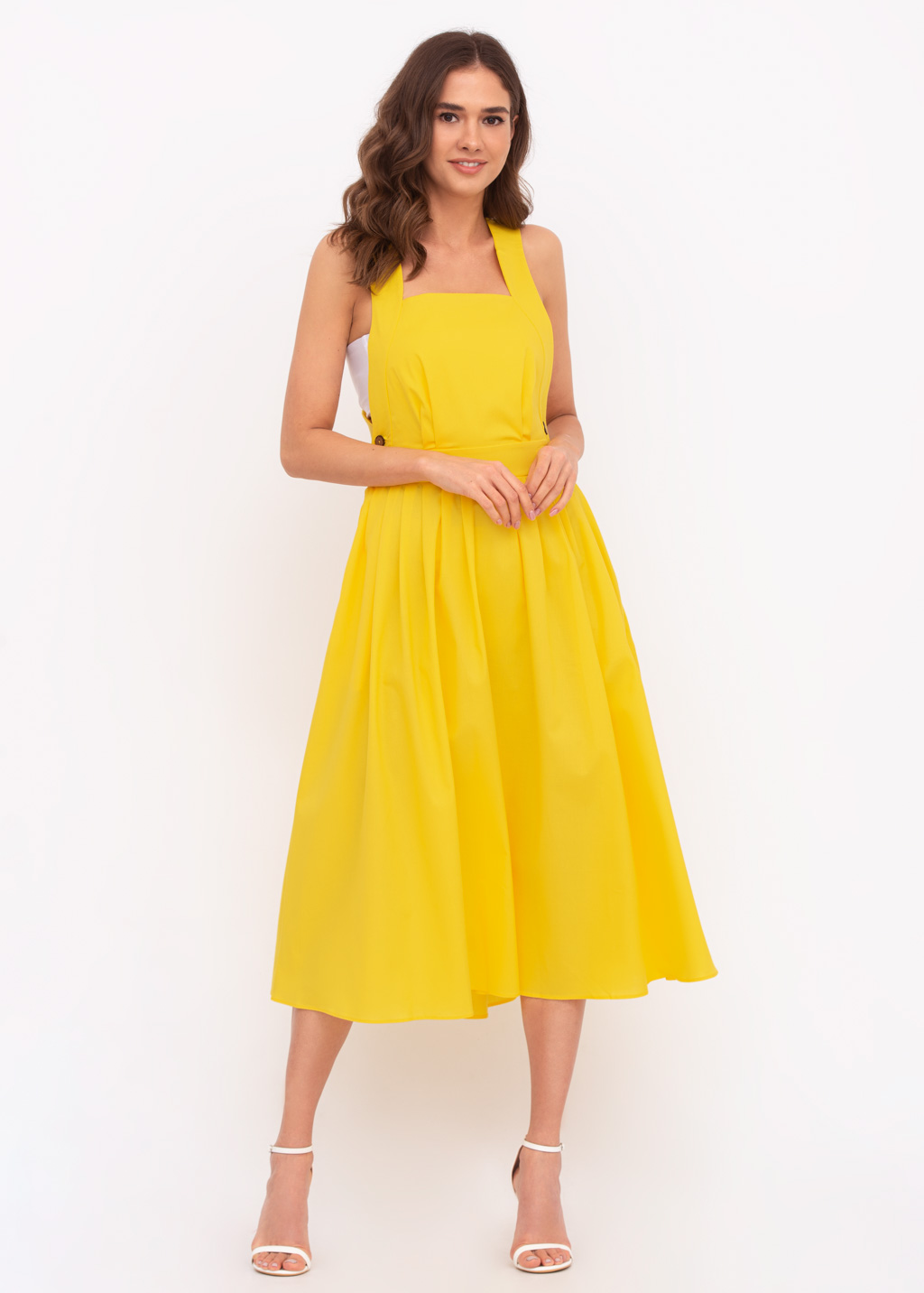 Yellow organic cotton cross-back dress