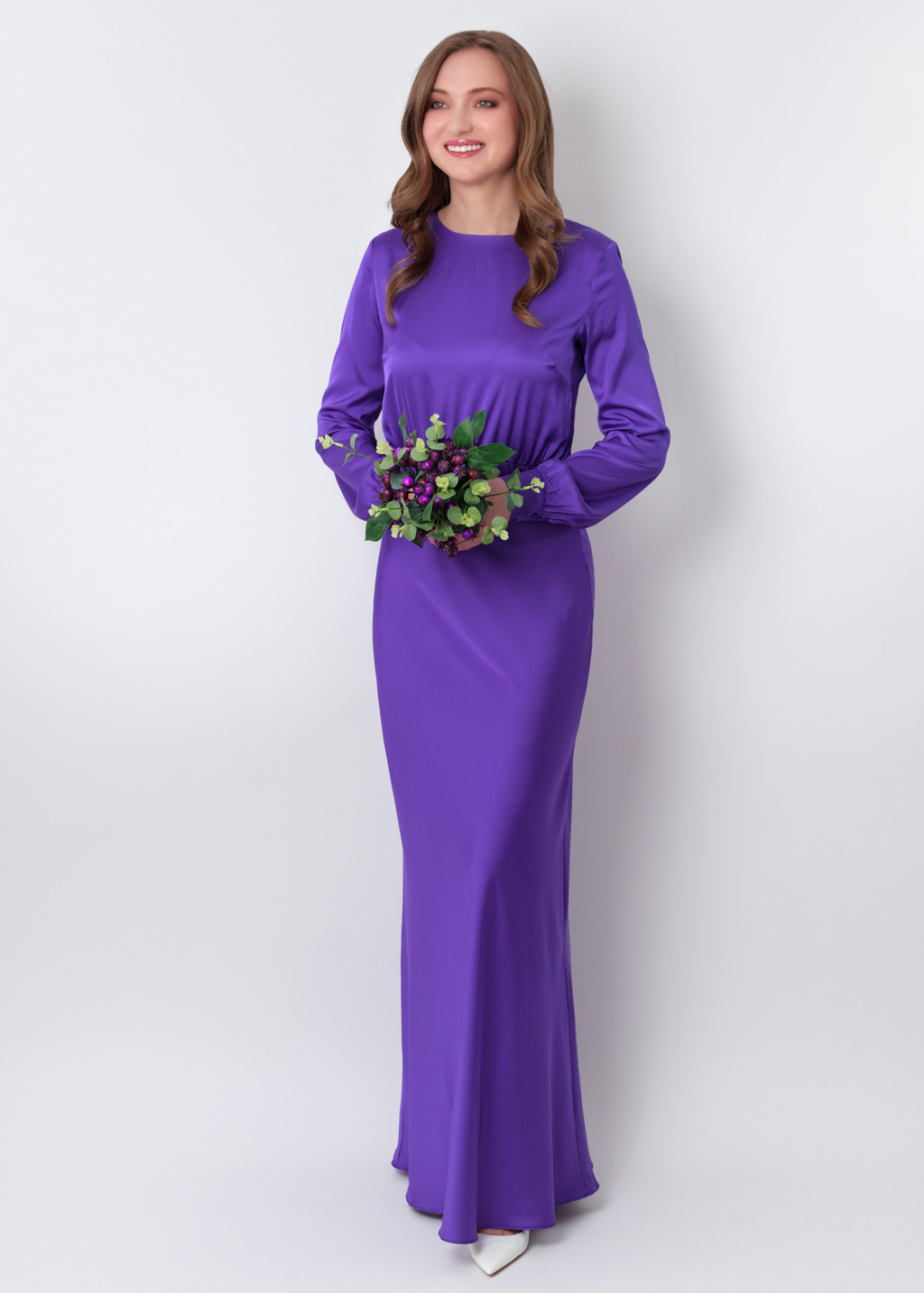 Purple silk long dress
