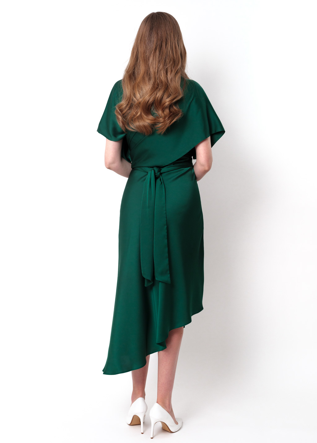 Dark green infinity asymmetric dress