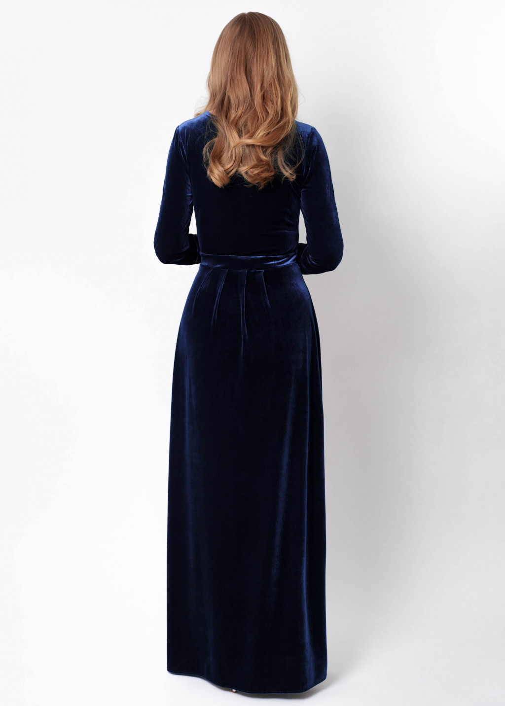 Navy blue velvet long dress