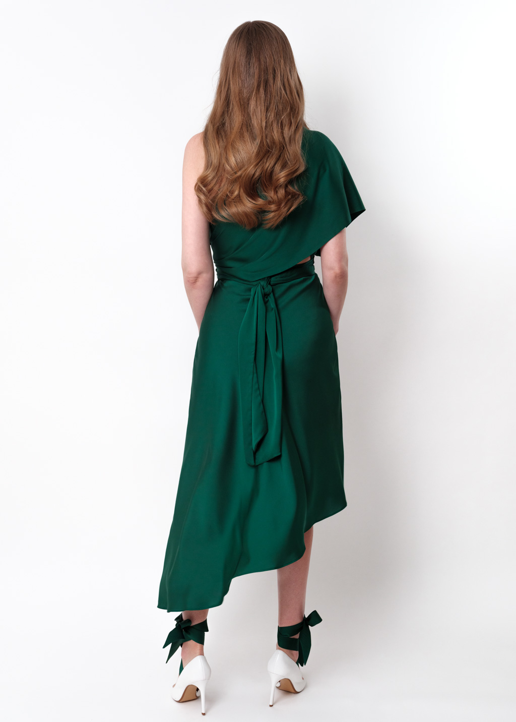 Dark green infinity asymmetric dress