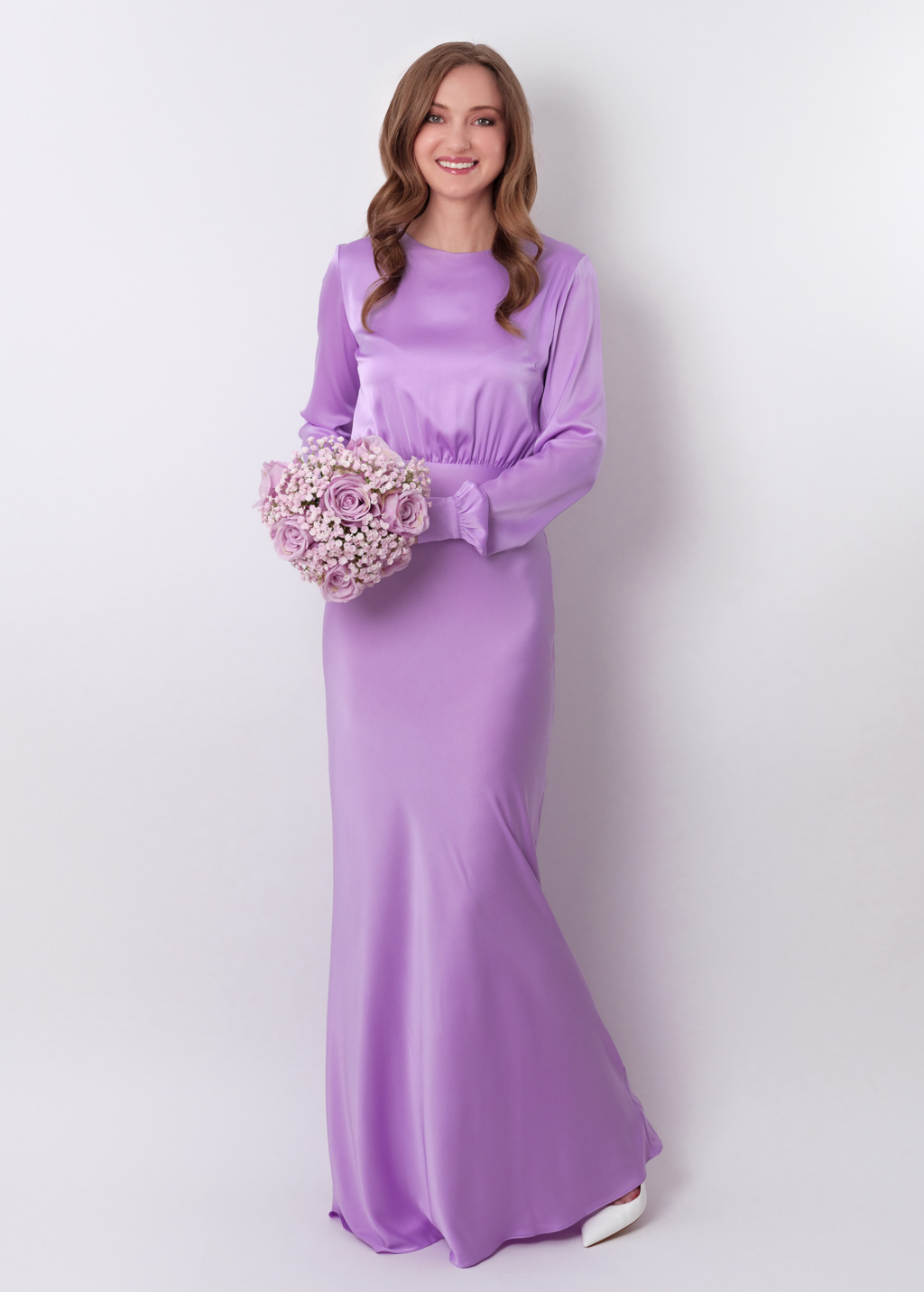 Lilac silk long dress