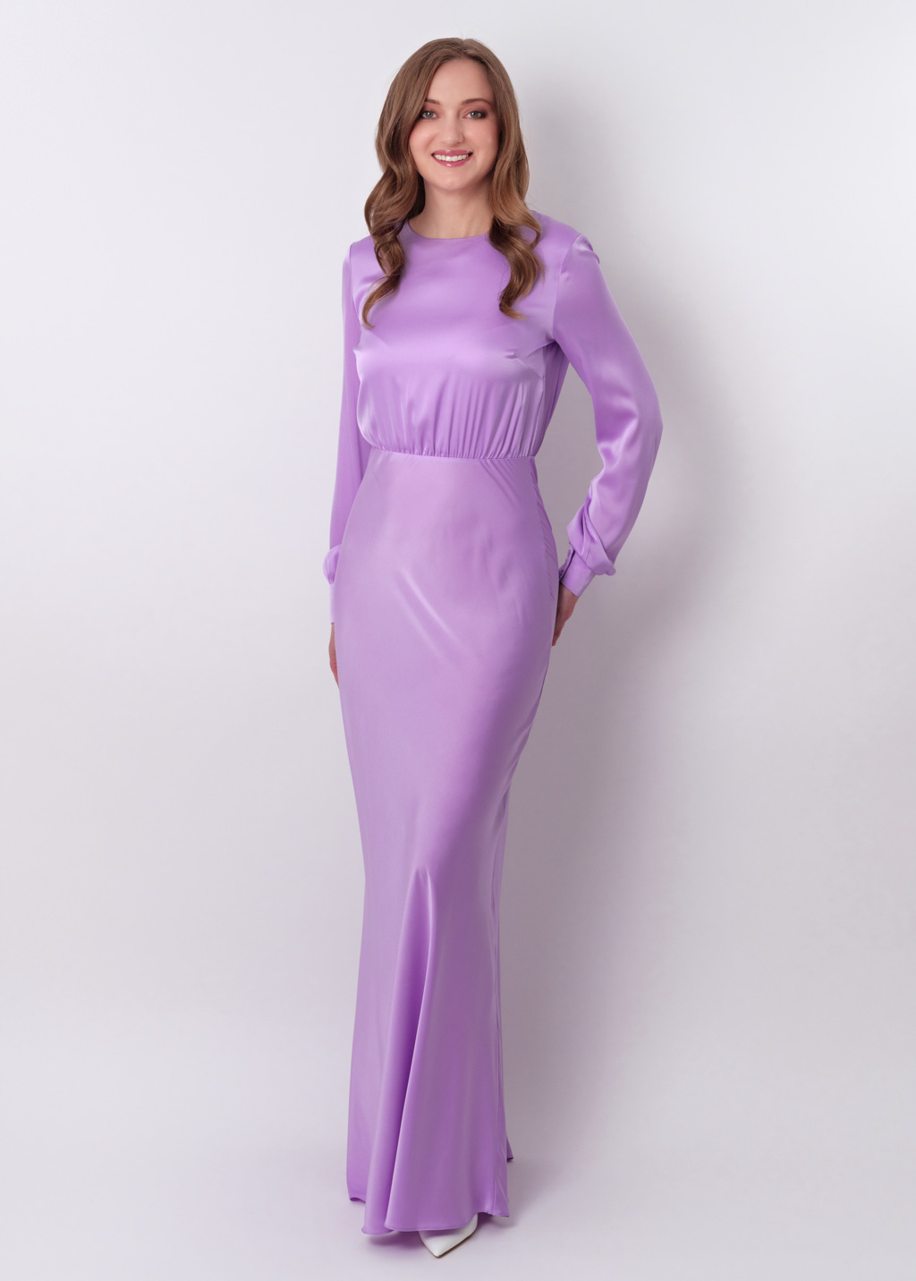 Lilac silk long dress