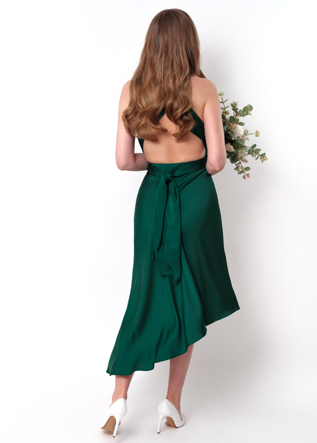 Dark green infinity asymmetric dress