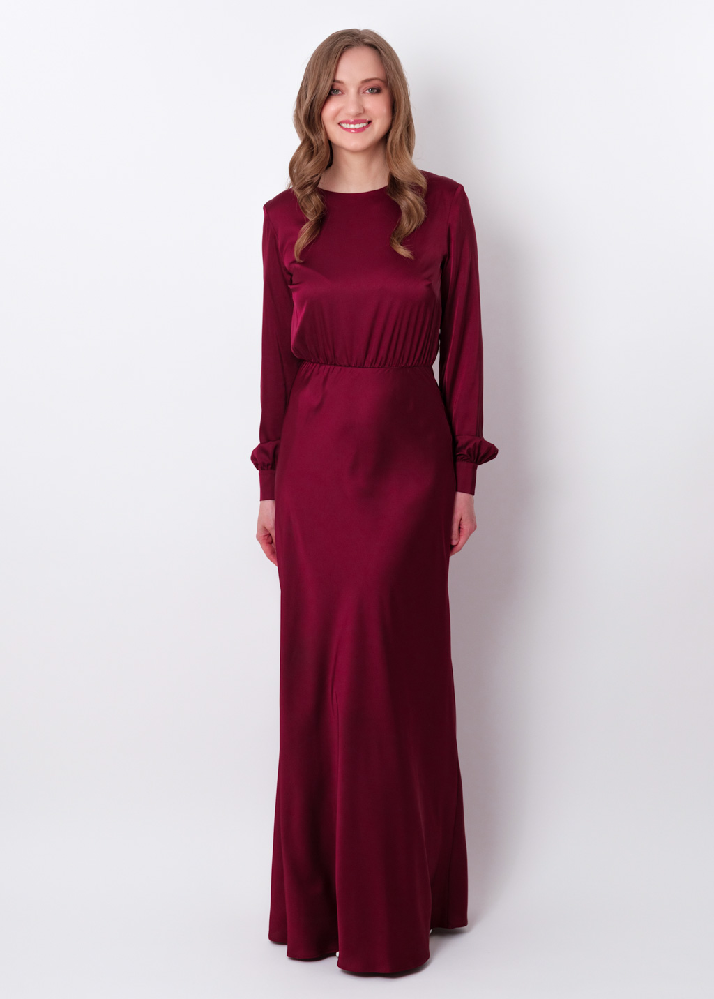 Burgundy silk long dress