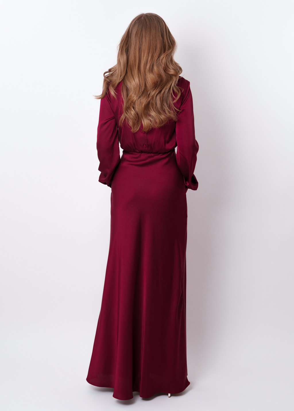 Burgundy silk long dress