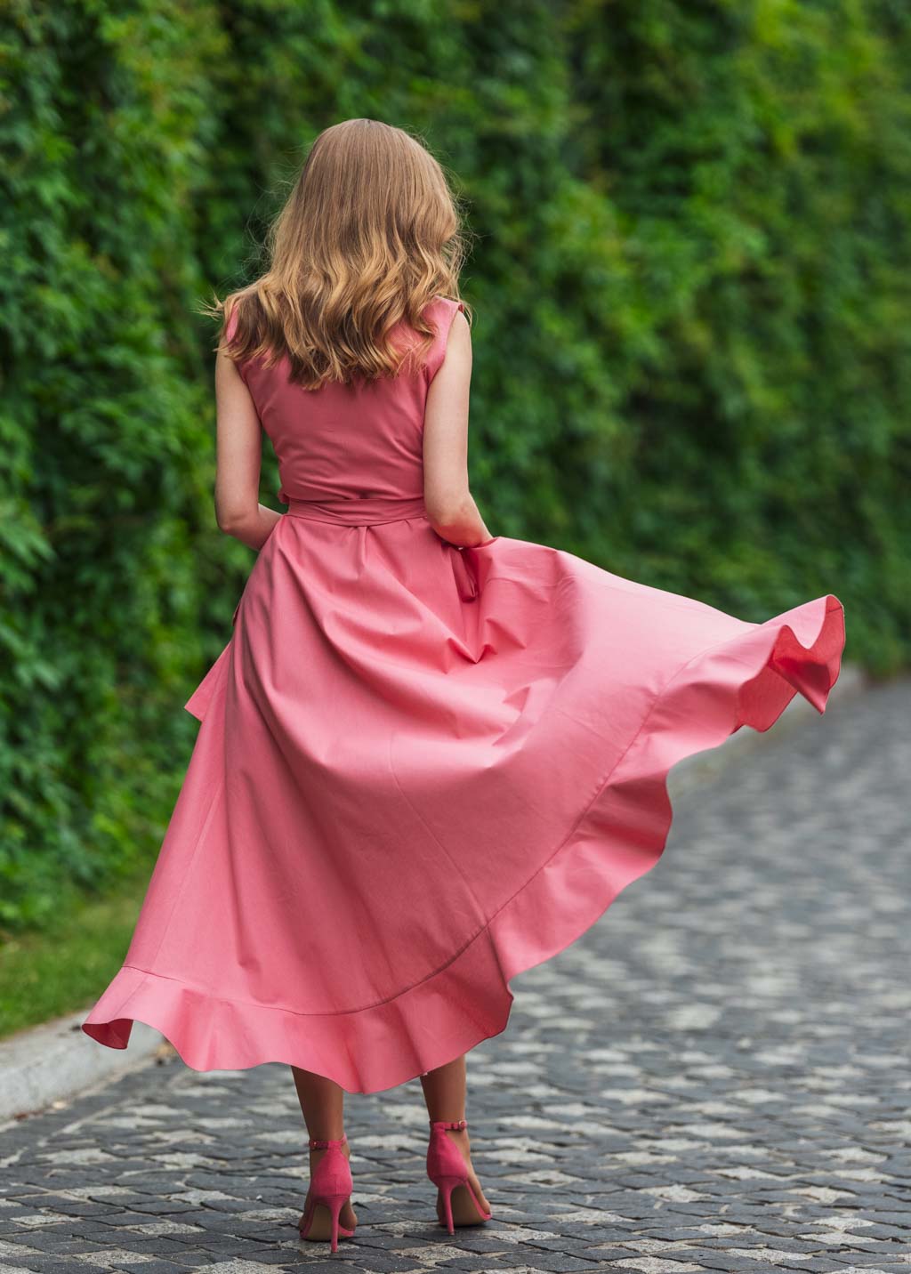Pink organic cotton wrap dress