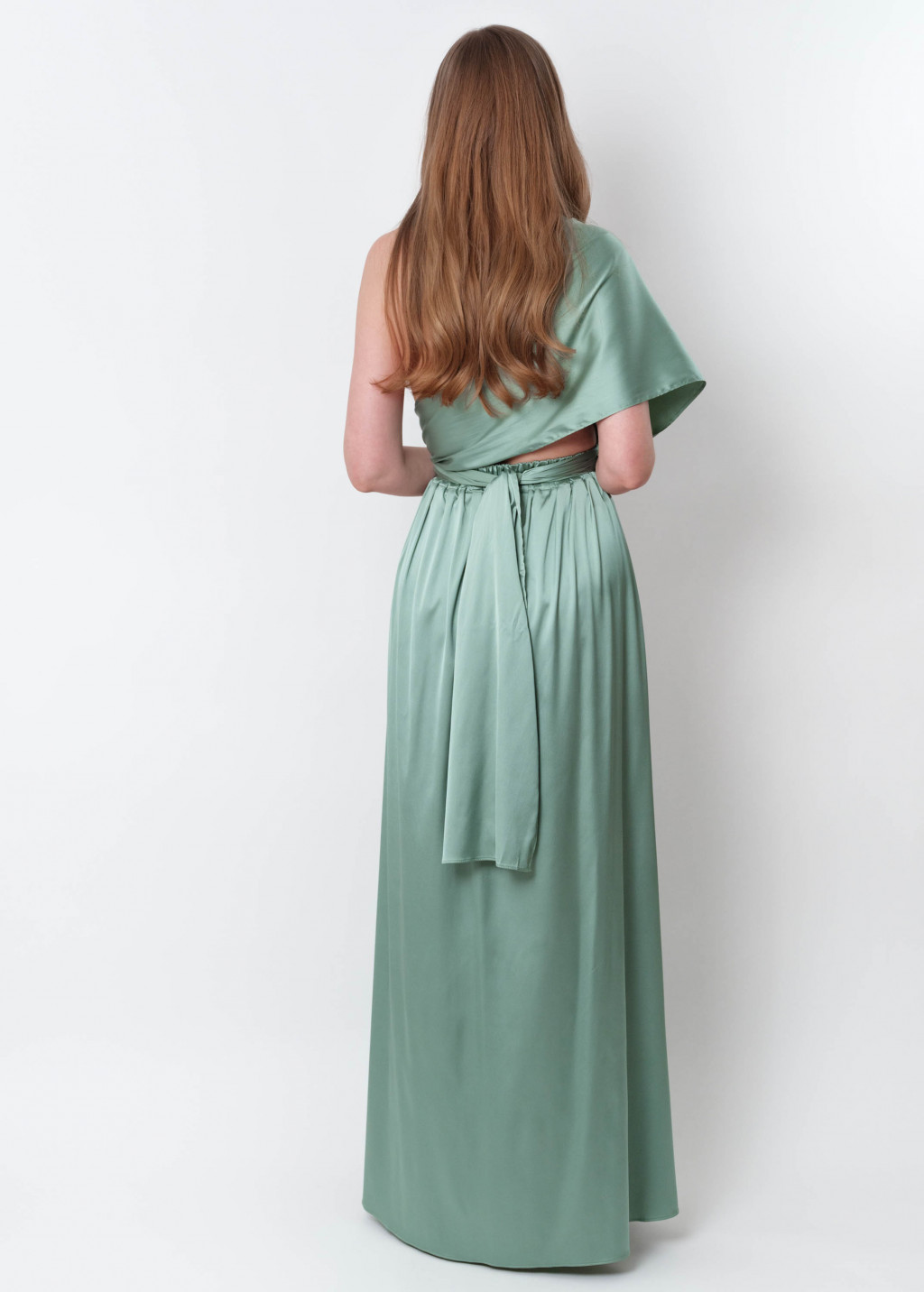 Sage green infinity long pleated dress