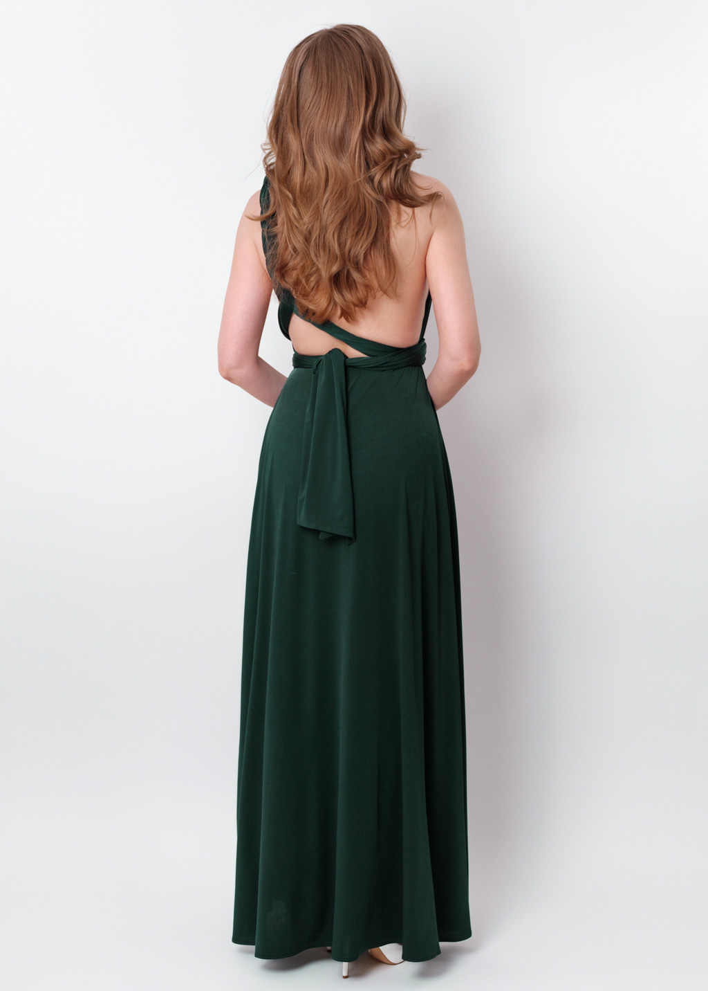 Dark green infinity long slit dress