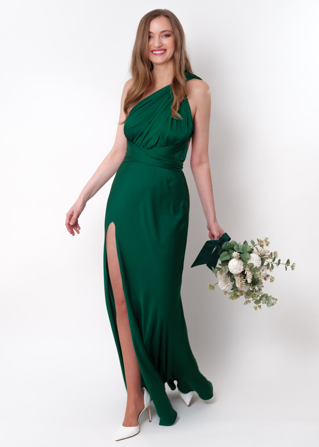 Dark green infinity high slit long dress