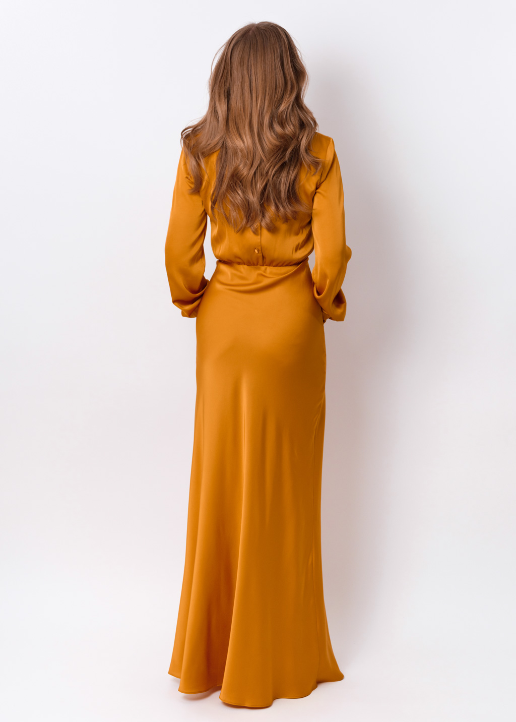 Gold silk long dress