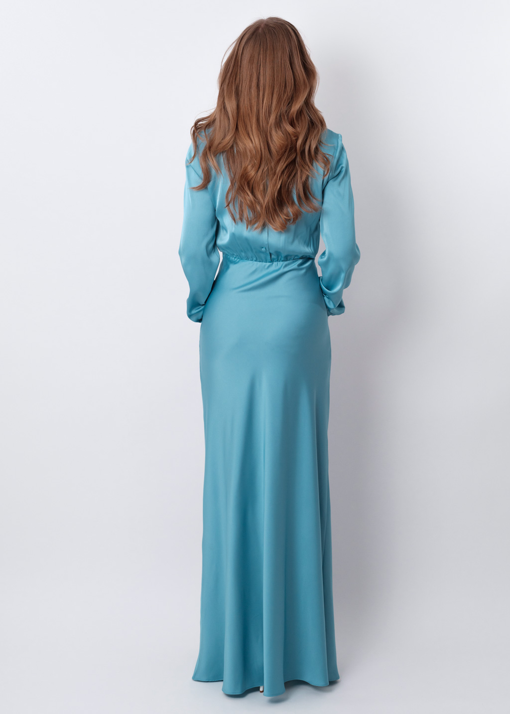 Dusty blue silk long dress