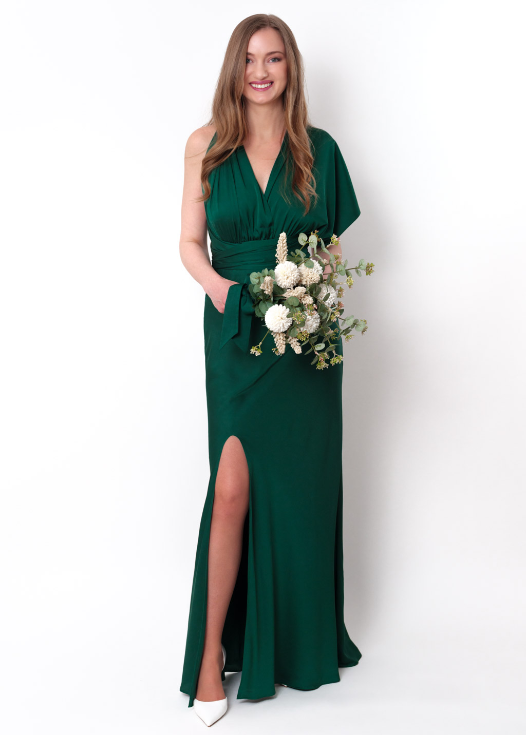 Dark green infinity knee slit long dress