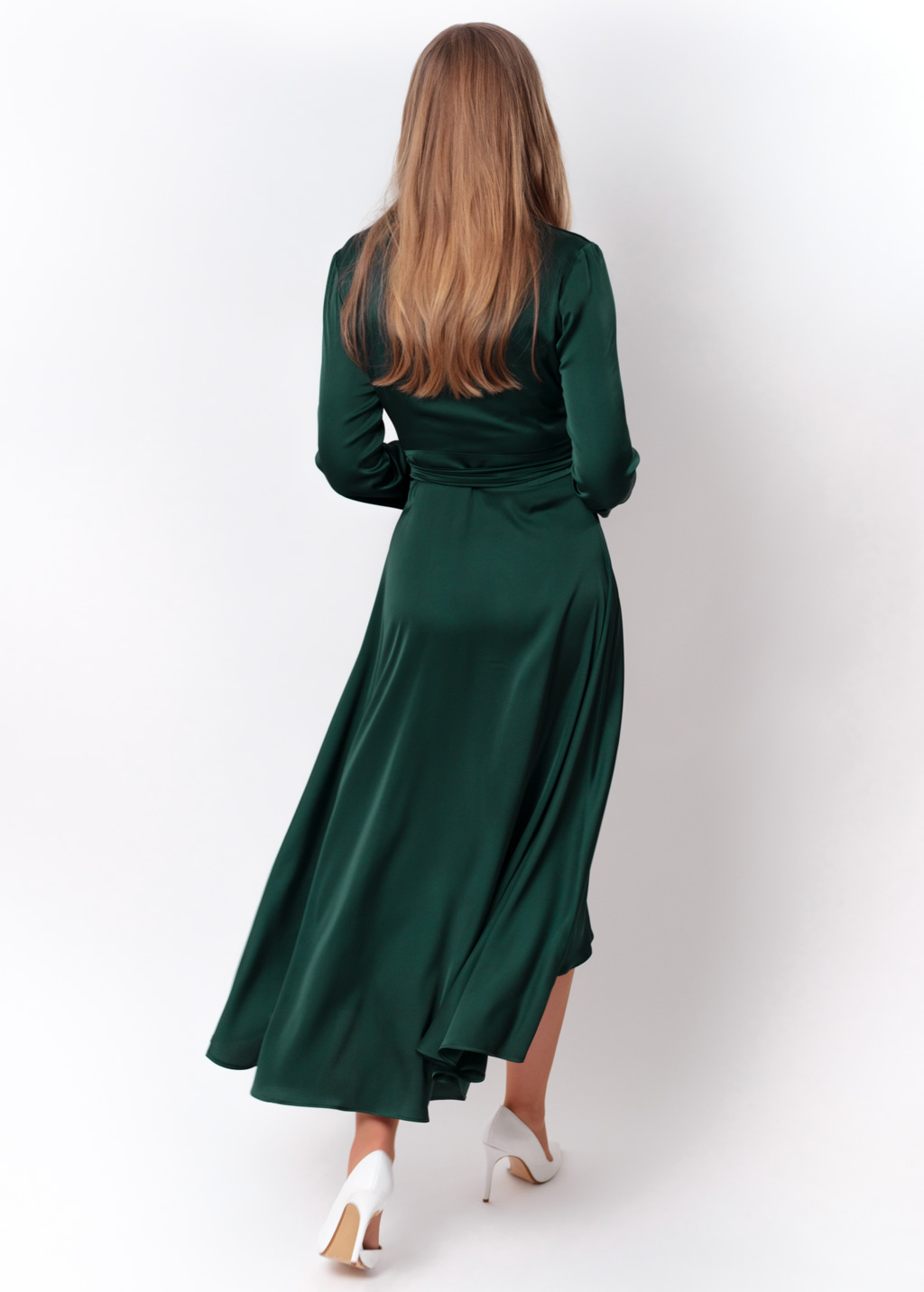 Forest green wrap dress