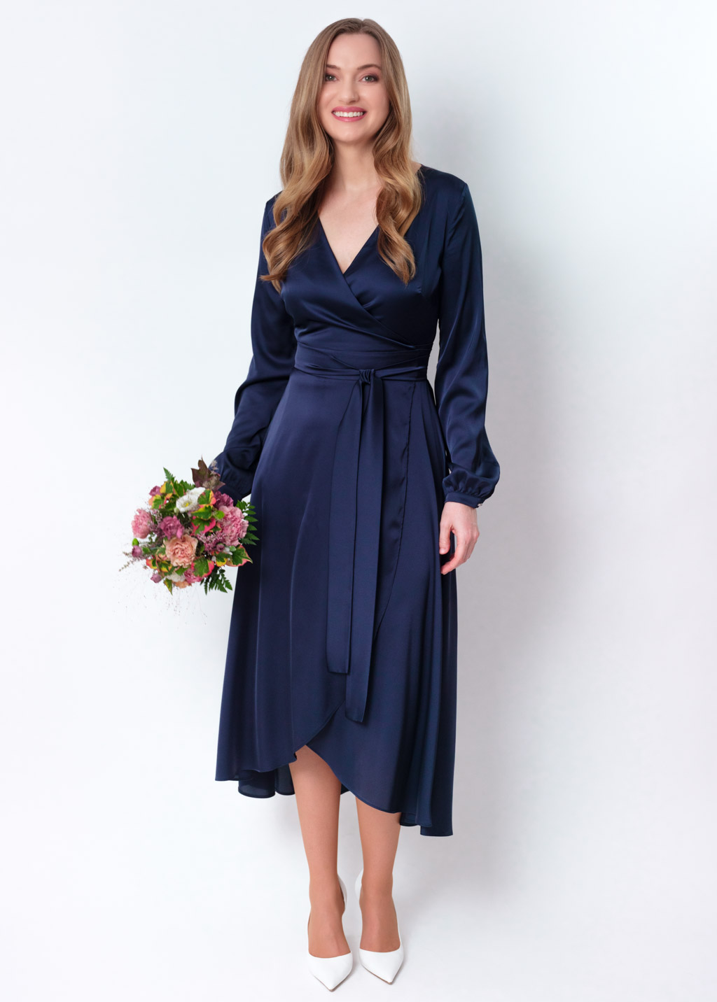 Navy blue wrap dress