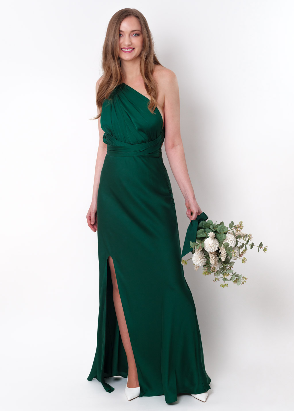 Dark green infinity knee slit long dress