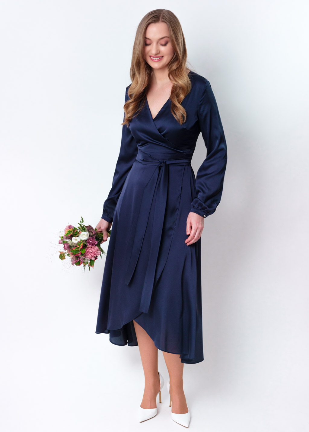 Navy blue wrap dress