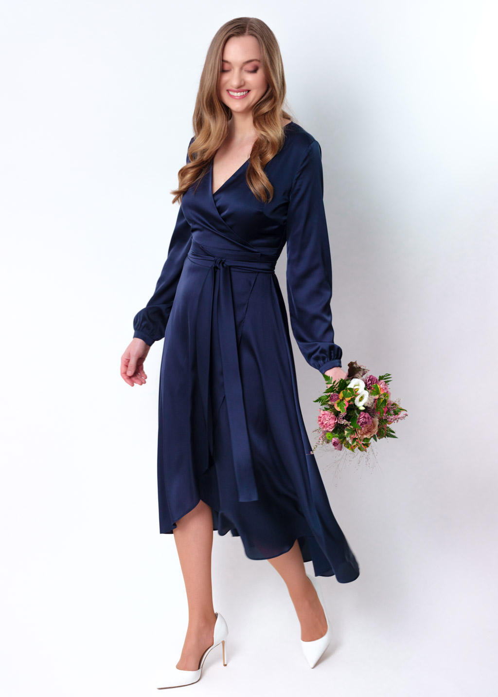 Navy blue wrap dress