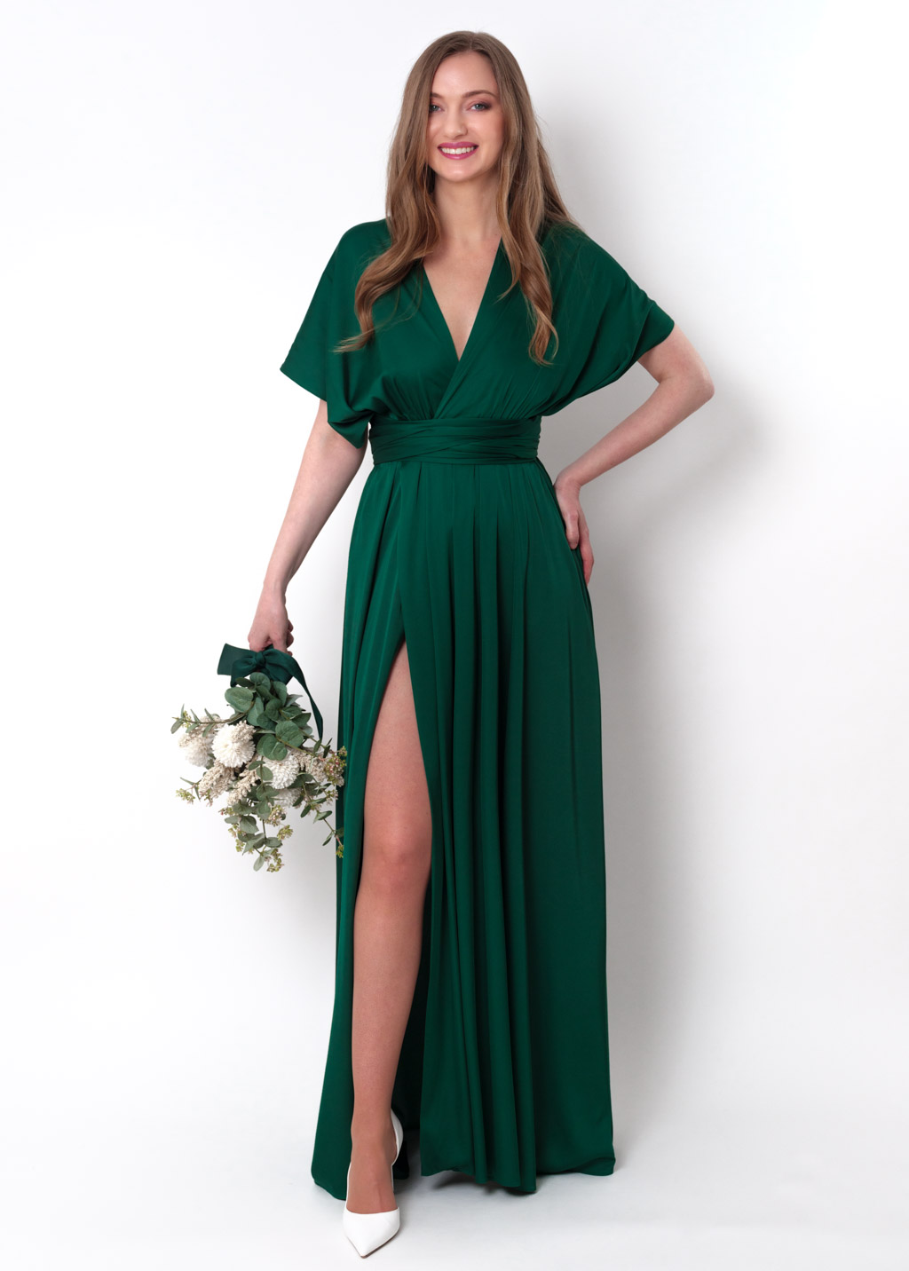 Dark green infinity slit long dress