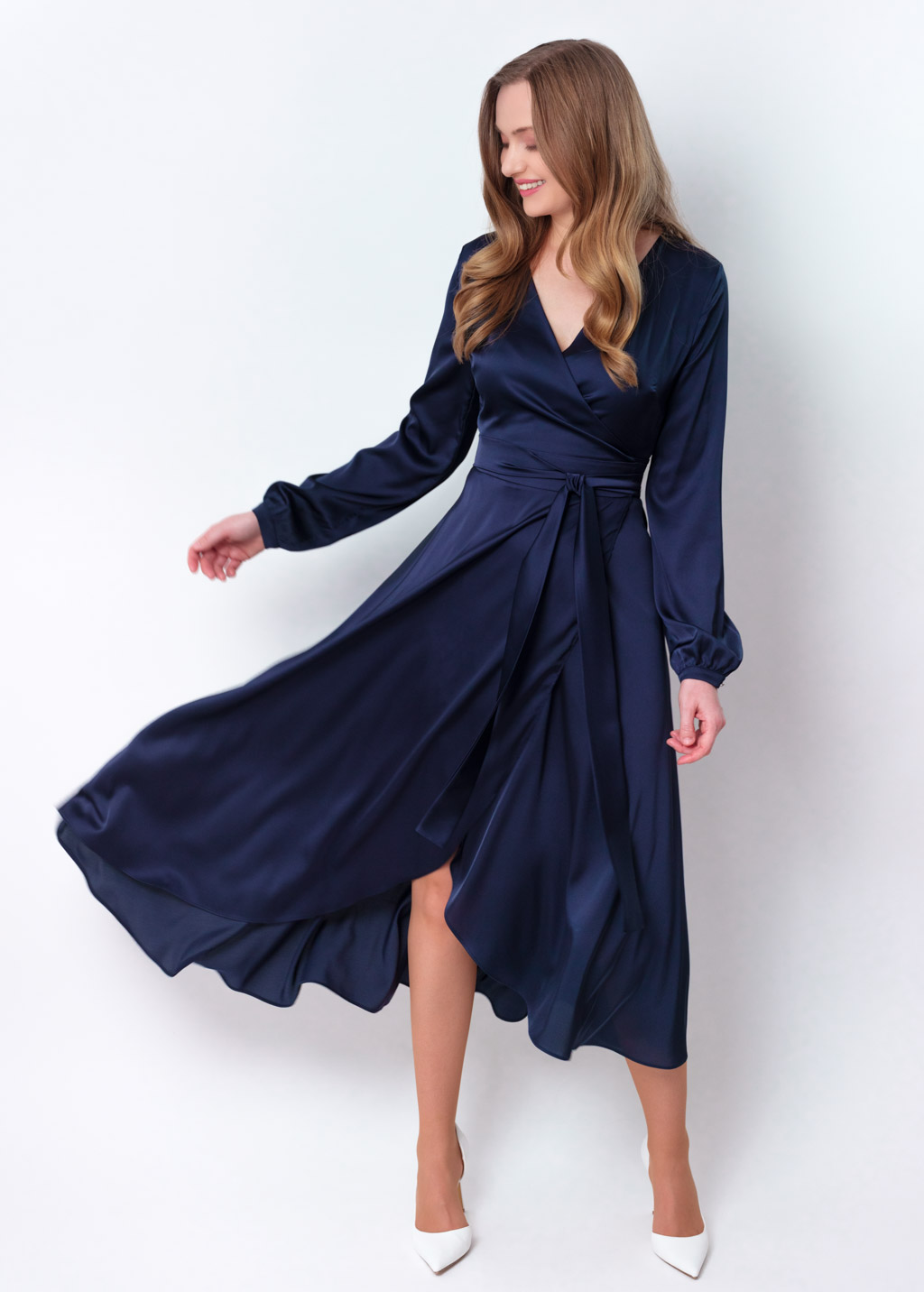 Navy blue wrap dress