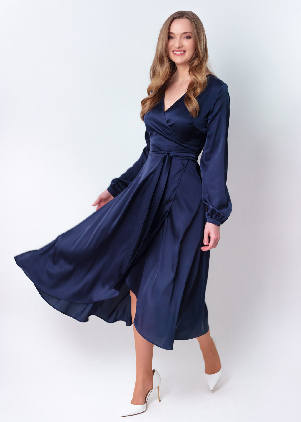 Navy blue wrap dress