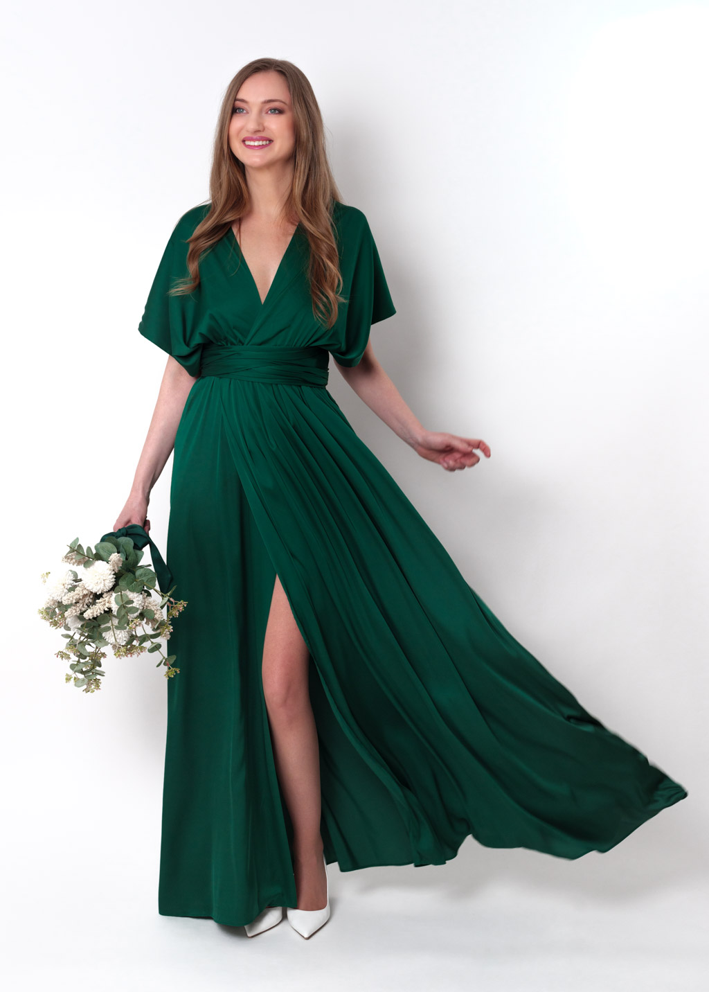 Dark green infinity slit long dress