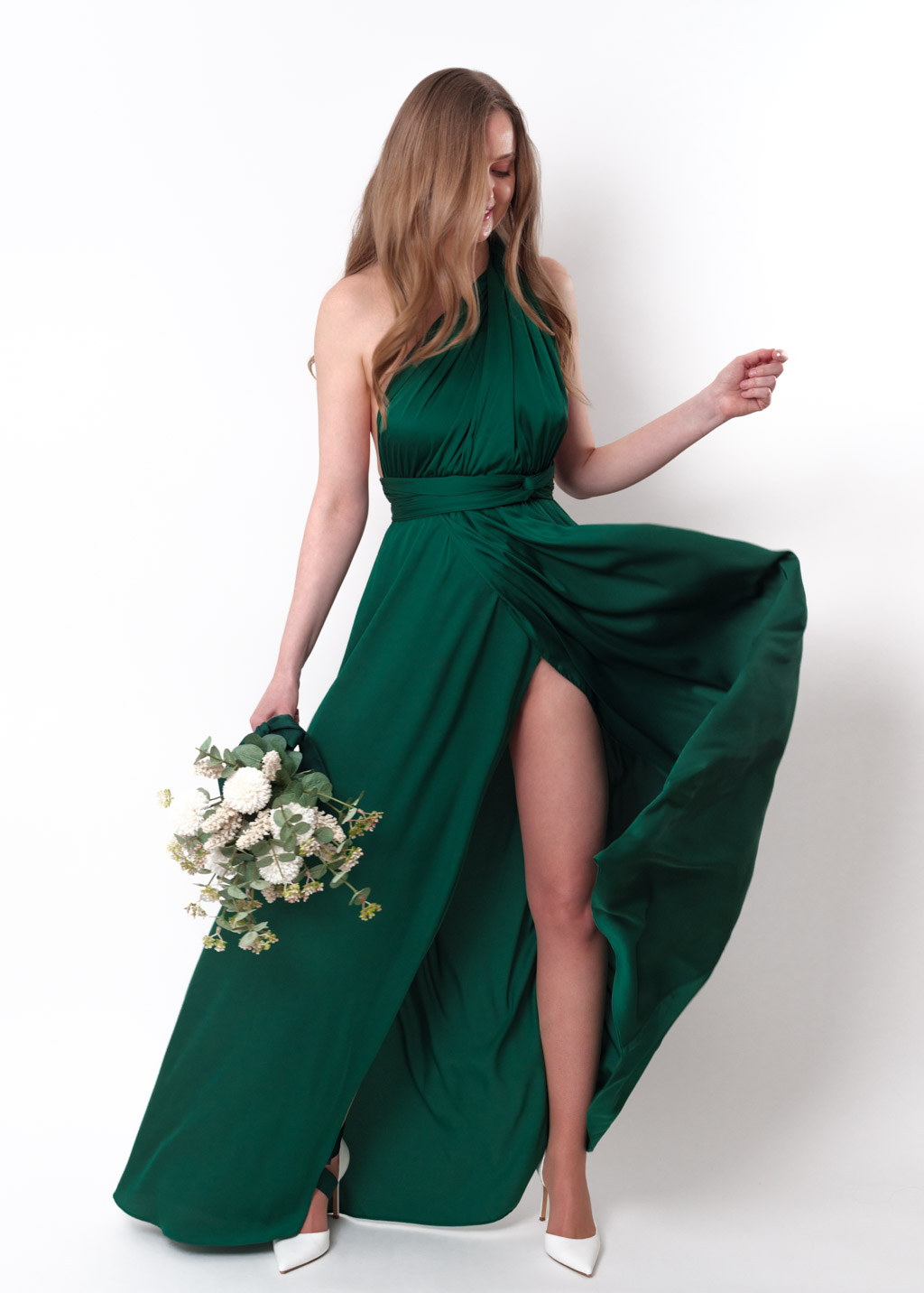 Dark green infinity slit long dress